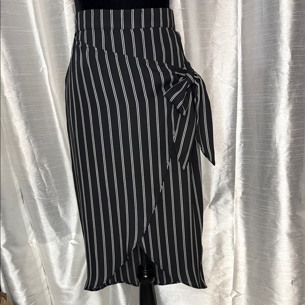 Blue Rain High Low Striped Wrap Lined Women’s M Polyester Midi Skirt Made in USA